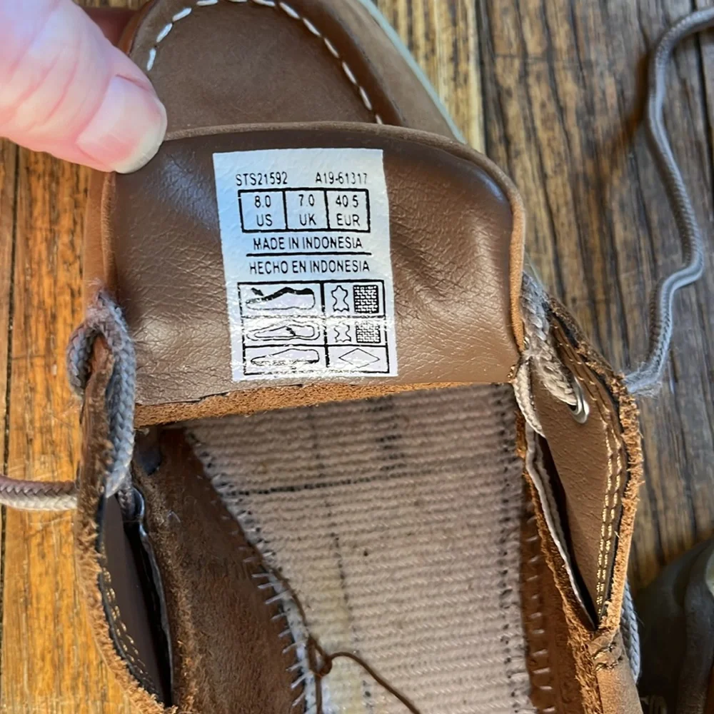 Sperry topsider boat shoes tan leather preppy men’s 8